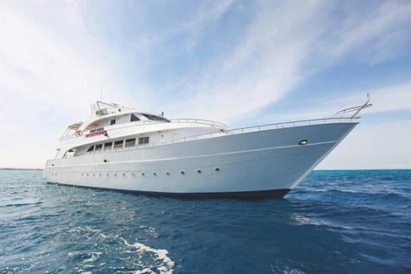 Luxury and budget liveaboard boats anchored in Egypt’s Red Sea, surrounded by turquoise waters and clear skies.